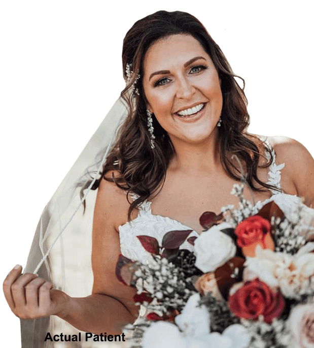 Bride with flawless smile after visiting her dentist in Florence, New Jersey