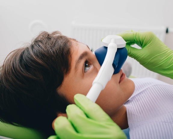 Dental patient receiving nitrous oxide sedation dentistry