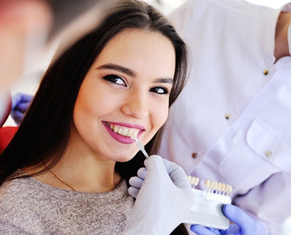 dentist color matching veneers in Florence